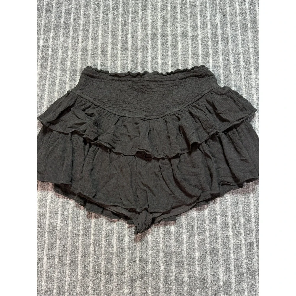 Rock n Rag Ruffle Skort Women S Black Smocked Mini Tiered Boho Coquette Festival